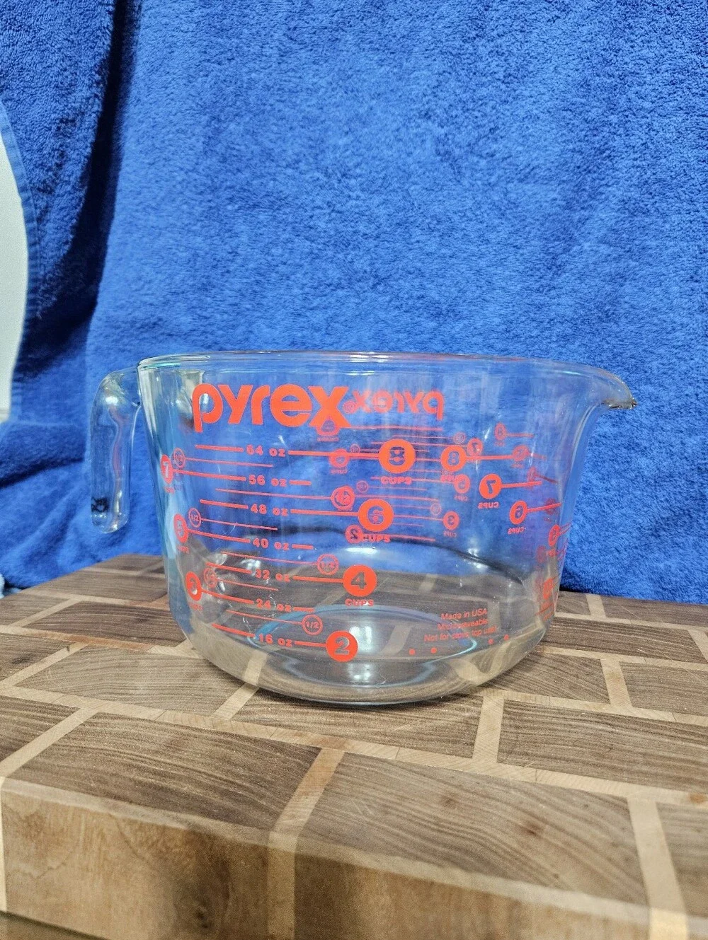 Pyrex Clear Glass 8 Cup 64 Oz Measuring Cup Large Capacity 2 Qt Mixing Bowl